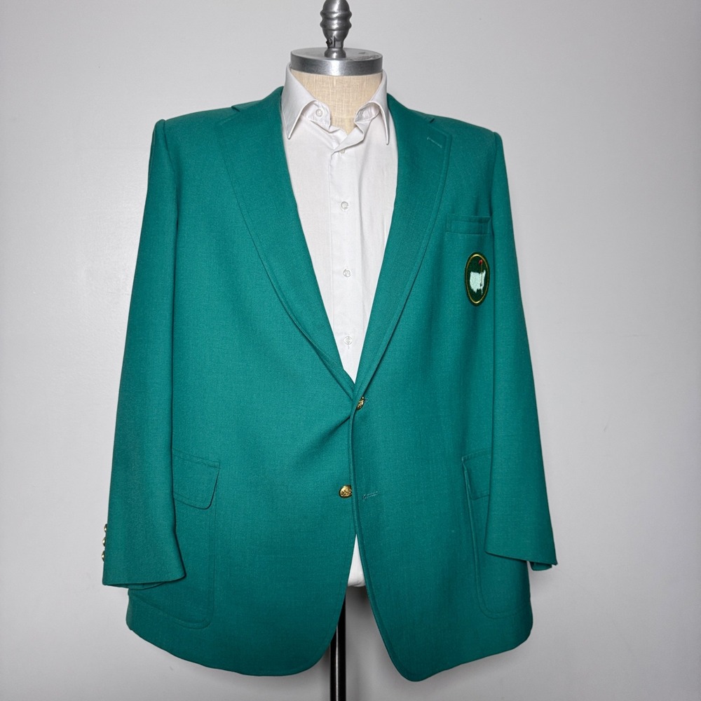 Palm Beach Blazer Mens Big & Tall Green Solid Masters Style Golf Jacket Vintage